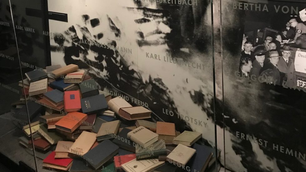 pile of books about the holocaust