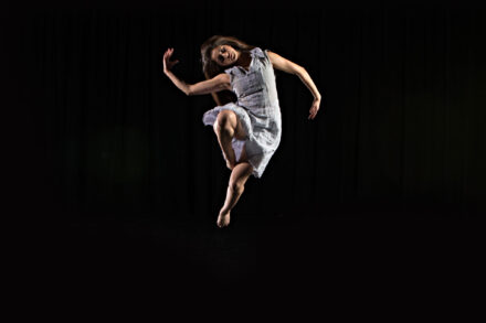 Dancer in a passe jump