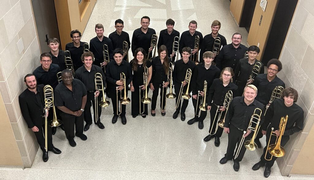 Members of the Texas A&M Trombone Choir.