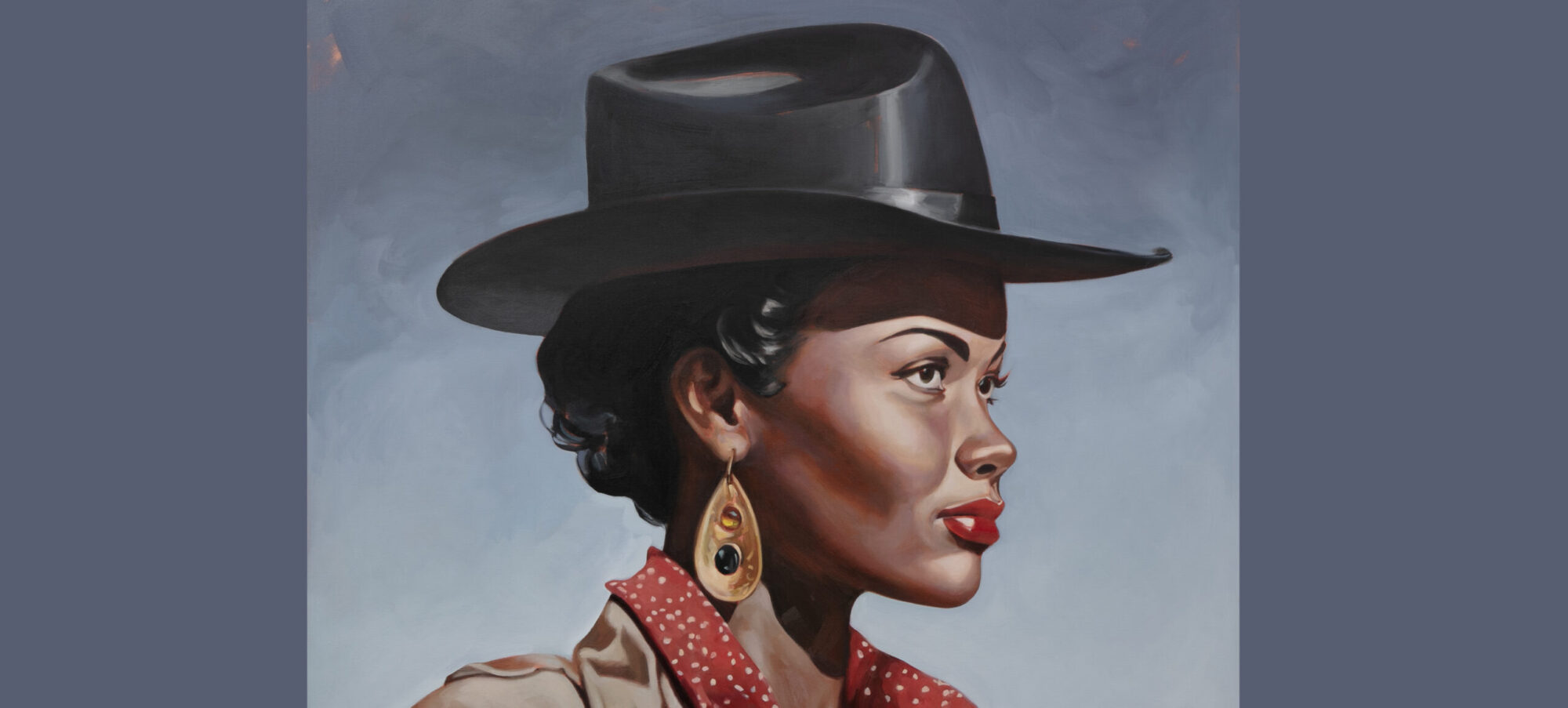 Outlaw Ruby Ravenwood - a black woman wearing a cowboy hat painting by Felice House