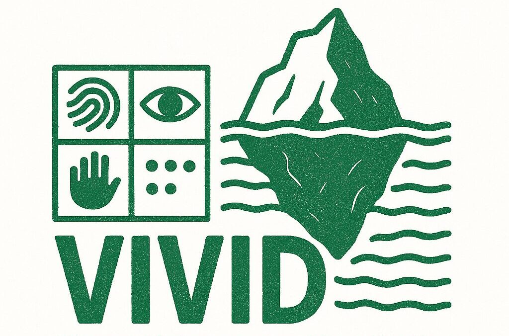 A logo design stating VIVID VIsceral Intersensory Visualization and Information Design
