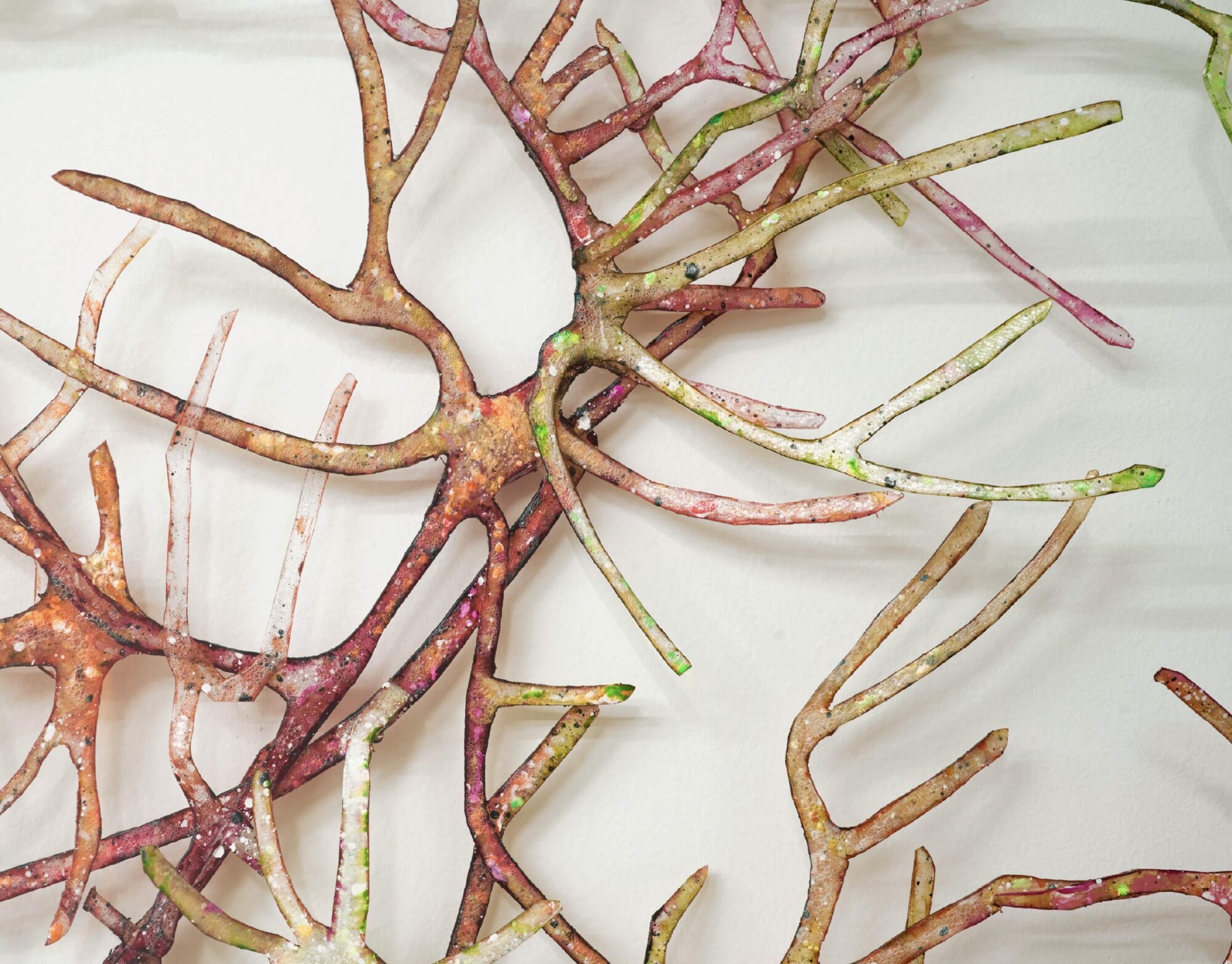 Artwork by Margaret Smithers Crump, features windy twigs on white sheet of paper.